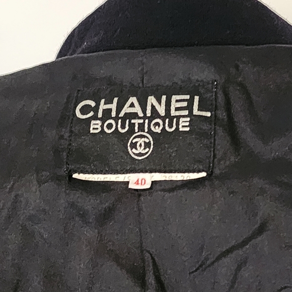 EUC CHANEL 3 Piece Co-Ord Set Green & Black Striped Blazer, Pleated Skirt & Top - Picture 11 of 14